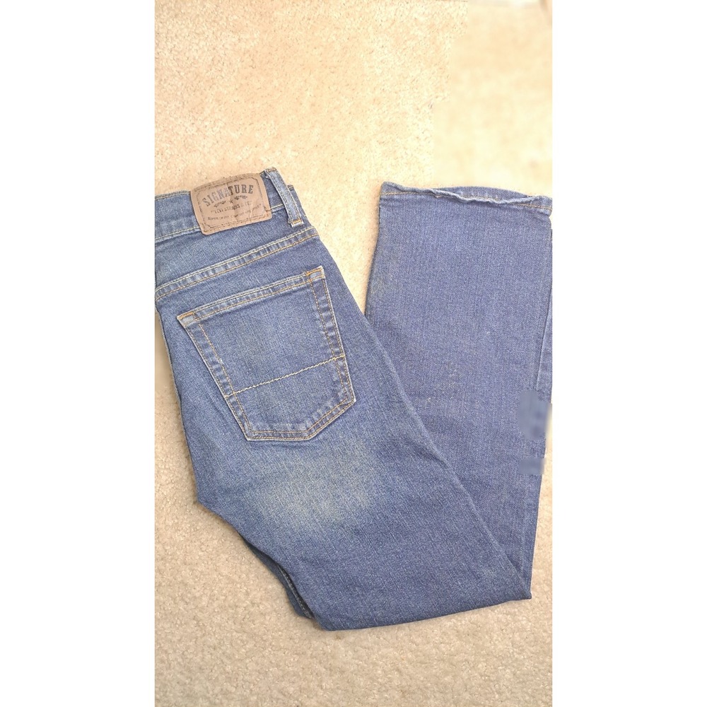 Signature Levi Strauss Boys Straight Jeans Size 10R Regular Blue Denim 24inx22in
